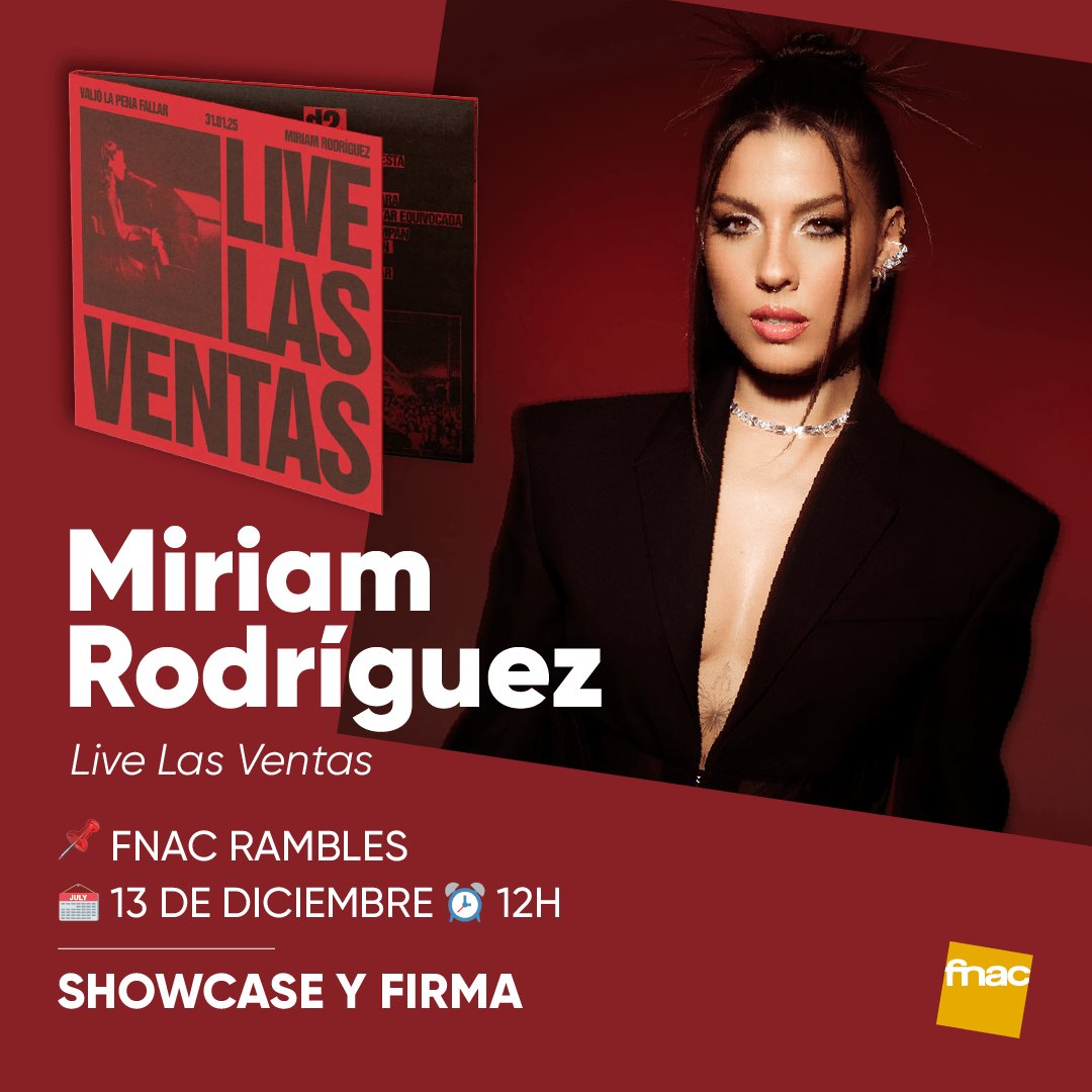 miriamrcfo's tweet photo. ¡Buenos días de vuelta a las firmas de discos! Hoy @miriamrmusic_ estará haciendo un showcase y firmando su nuevo disco en FNAC Rambles a partir de las 12h. Os iremos contando todo 🤩🥳 https://t.co/wzR0OfcmxN