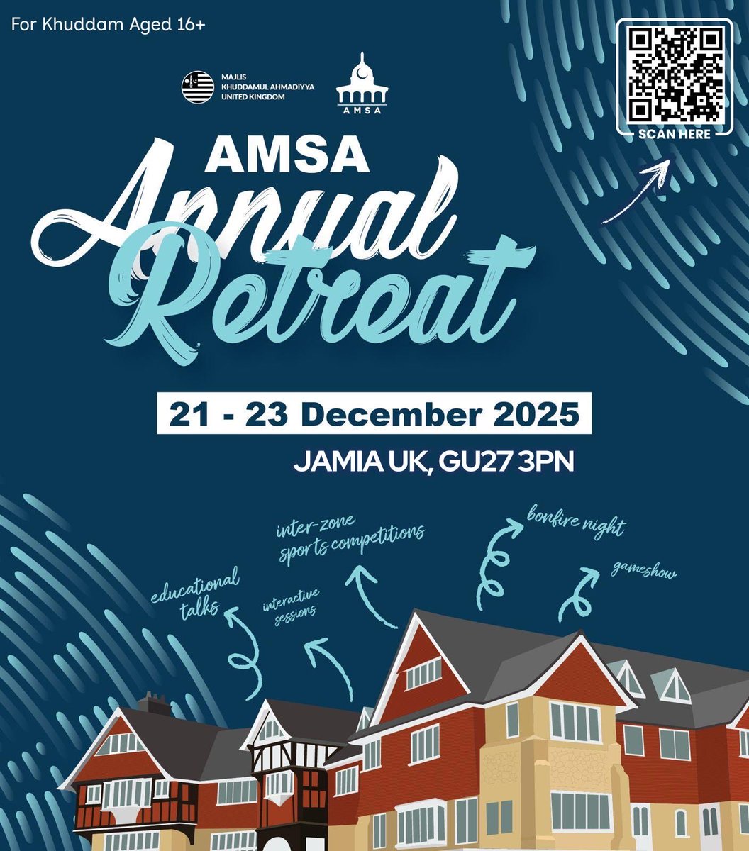 🎓 AMSA Students Retreat (16+)
🗓 Sun 21 – Tue 23 Dec | 📍 Jamia (GU27 3PN)
🚌 Meet 11am @ Baitul Futuh
🎯 3 days | 1 campus | 0 boredom

⏰ Deadline: Wed 17 Dec, 6pm (limited spaces)
🔗 Sign up: shorturl.at/WNqRp

If you skipped before — don’t make the same mistake twice.