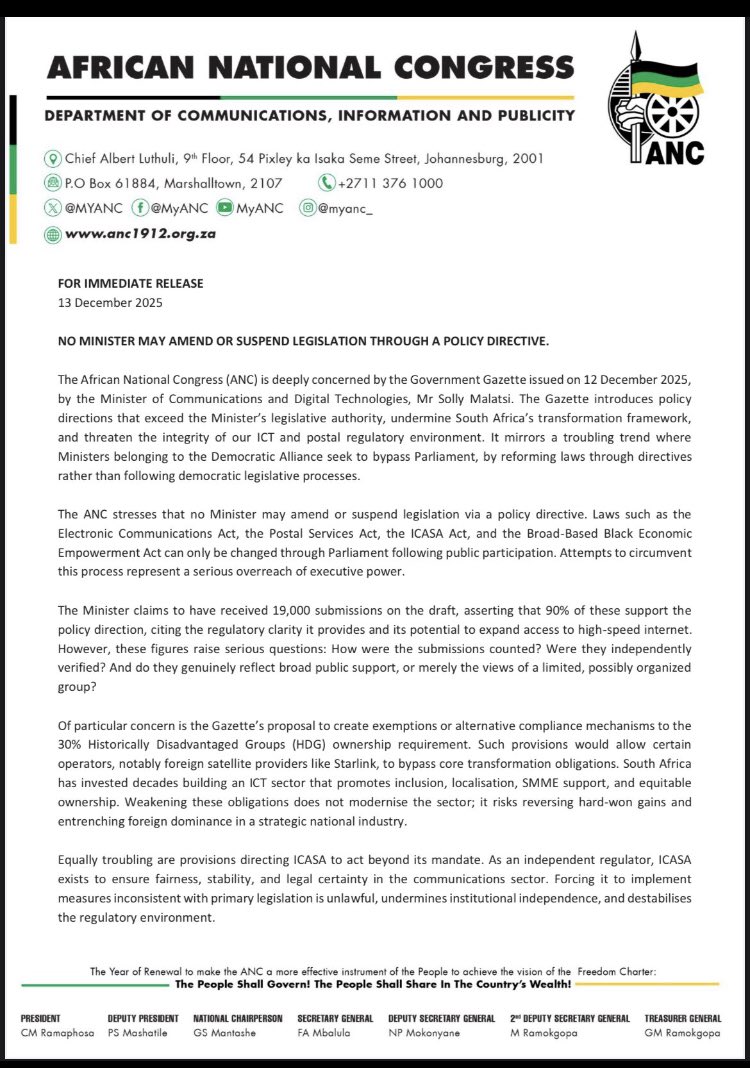 azania1023's tweet photo. We stand with the ANC on this one.

Malatsi has eaten Elon Musk’s money now he’s changing things just to accommodate Elon.

Our relationship with USA is bad because because of the lies Elon said. https://t.co/8HnYLkpuoO
