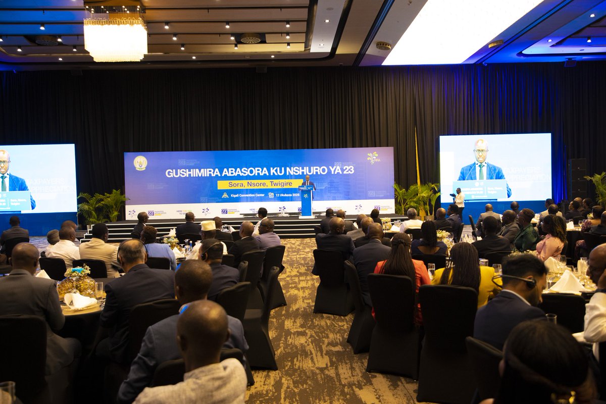 RwandaFinance's tweet photo. 23 years of taxpayers powering Rwanda's progress!

A huge THANK YOU to every citizen and business fulfilling this vital duty. Your taxes are the bedrock of our nation’s development journey.

Here’s why your contribution matters:

📈55.1% of the 2024/25 national budget is funded by tax revenue, up from 44.7% five years ago.

📈The economy is projected to grow by 7.1% in 2025.

🎯 Tax-to-GDP ratio to rise from 15.3% to 19% by 2029 and 23% by 2035.

Every tax paid builds better infrastructure, quality healthcare, enhanced education and shared prosperity.

#SoraNsoreTwigire

#TaxpayersAppreciation