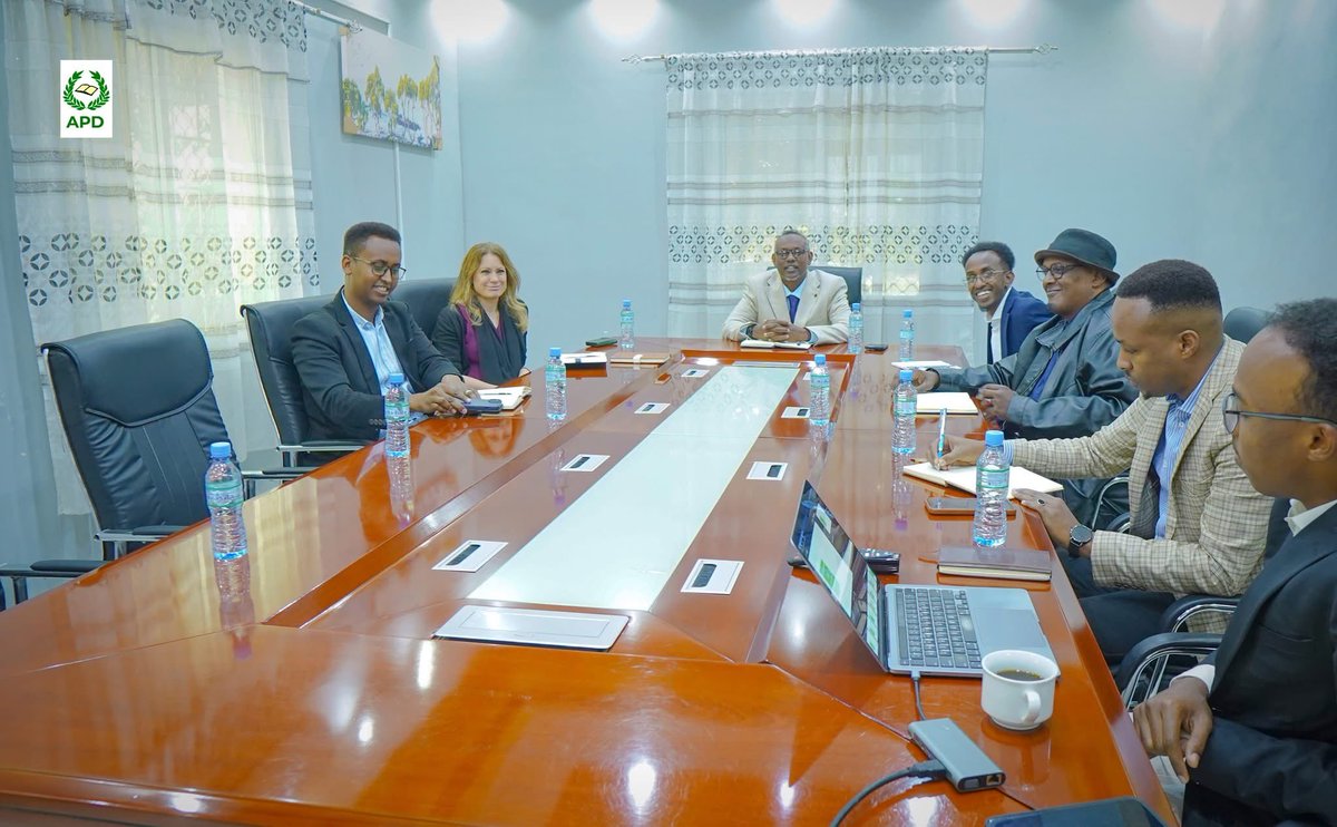 AcademyApd's tweet photo. APD office in Hargeisa hosted Ms. Louise Hancock @HeadBritOffice, and colleagues for an exchange on peacebuilding, governance, and security trends across Somaliland, including Awdal, Sanaag, and Sool. 

The meeting reaffirmed shared priorities and continued collaboration. https://t.co/C7KNuIBFl3