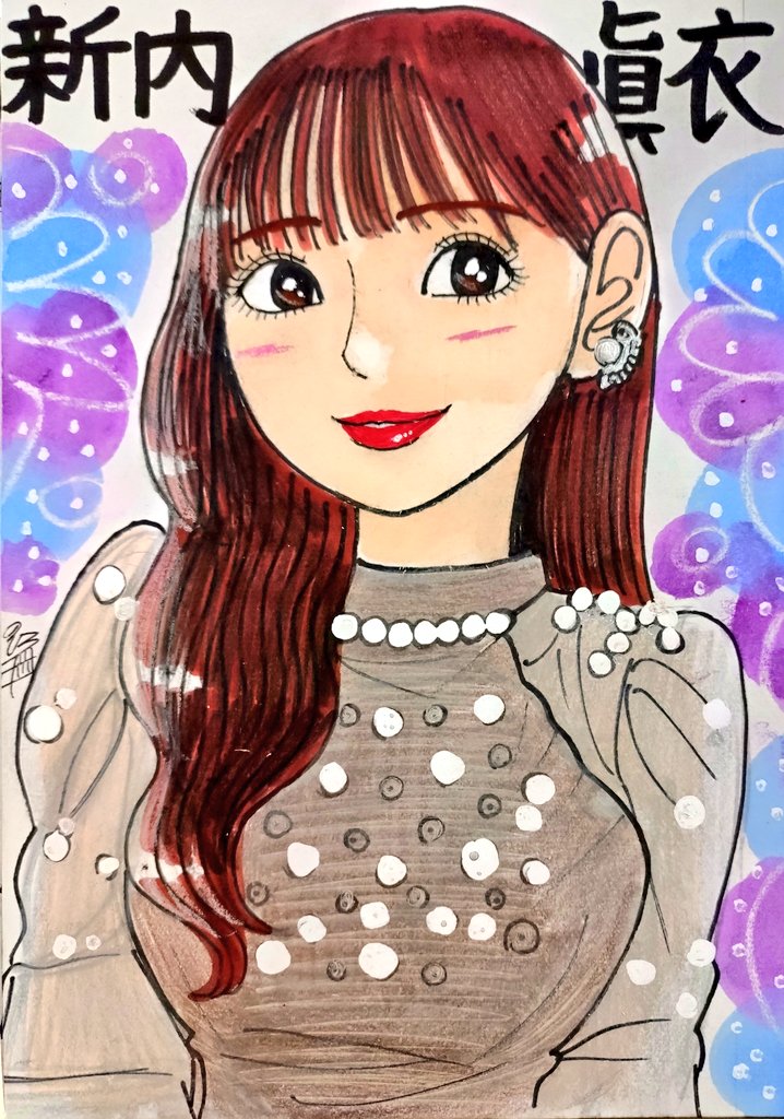 ドン！ 今日描いた乃木坂ちゃんで〜す(*^^*) 💜まいちゅん💙 #似顔絵