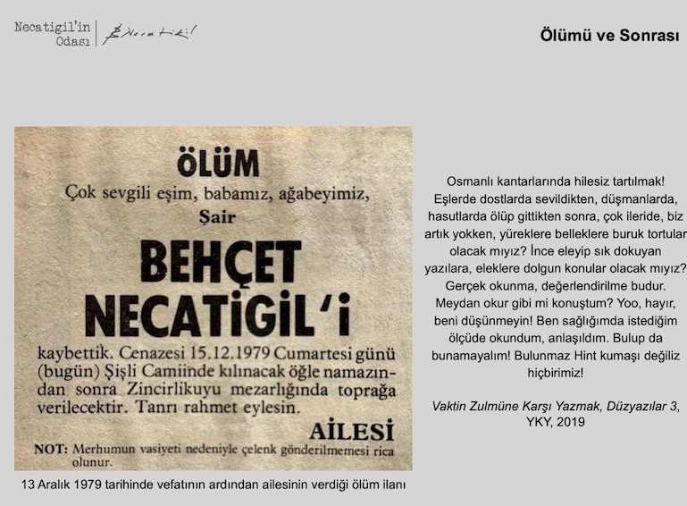 Necatigil_Arsiv's tweet photo. “Ardımdan dökülen su – ben gidince nem kalır.”
Behçet Necatigil’i 46.ölüm yıl dönümünde sevgi, saygı ve özlemle anıyoruz.
Arşiv sitesinin “Ölümü ve Sonrası” başlıklı son bölümü bugün açıldı.
https://t.co/5l8ntm0zUT

#behçetnecatigil #necatigilinodası #necatigilarşivi https://t.co/mjvb1FAP8T