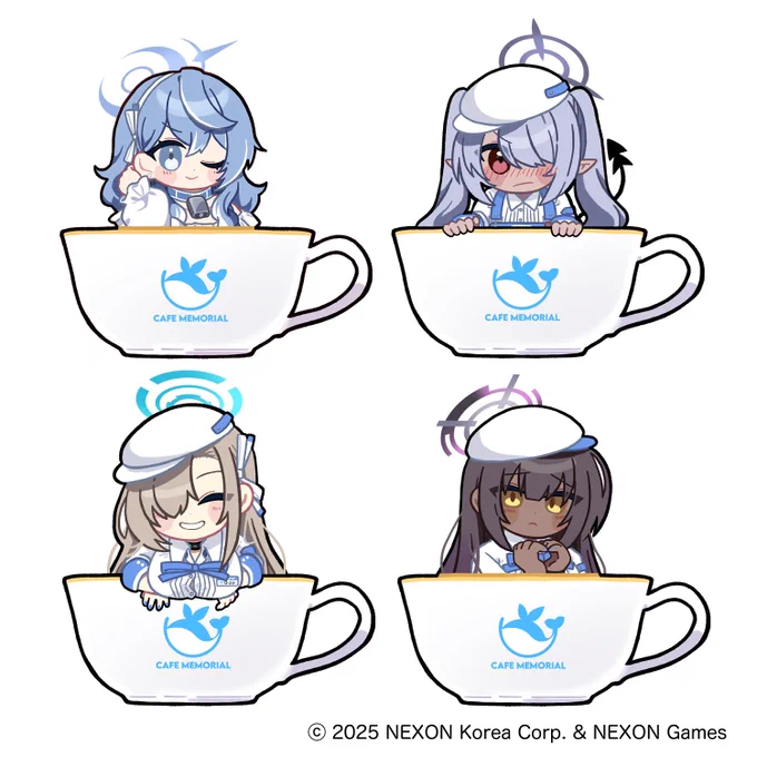 【おしらせ】
カフェメモリアルシーズン2
アコ、イオリ、アスナ、カリンのSDイラストを描かせて頂きました!よろしくお願い致します!🐋✨☕️
#ブルアカ #블루아카이브 #카페메모리얼 