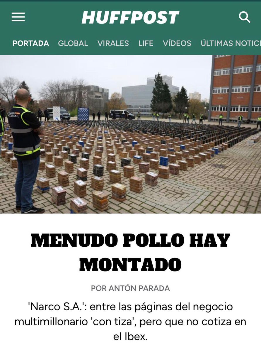 ElHuffPost's tweet photo. AHORA, EN PORTADA: 'Narco S.A.': entre las páginas del negocio multimillonario 'con tiza', pero que no cotiza en el Ibex https://t.co/rIPlOLaetR
🖊 Entrevista de @anton_parada a @andros_lozano y @jromerodoniz https://t.co/nYmFlsxGj7