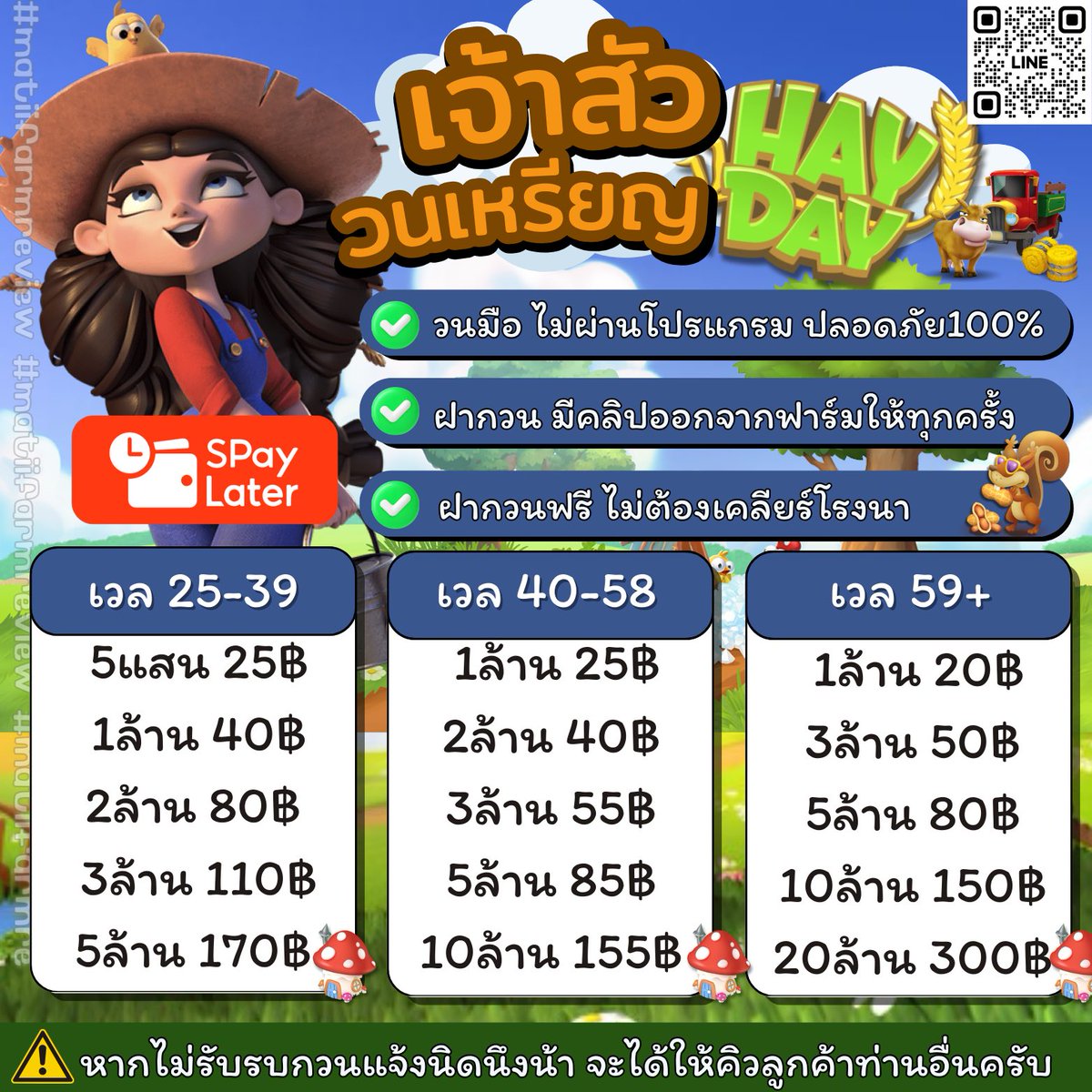 วนเหรียญร้านเจ้าสัวHAYDAY 👨‍🌾 ✨

• ฝากวนฟรีไม่ต้องเคลียร์โรงนา
• จบงานมีคลิปออกฟาร์มให้
• วนเองโรงนาว่างขั้นต่ำ150
• ทำไม่เป็นยินดีสอนให้

💸 รับธนาคาร | วอลเลท(ไม่+เพิ่ม) | SPayLater

รีวิว #matiifarmreview

💬สนใจสั่งซื้อ ทักแชทได้เลยครับ 
ไลน์  lin.ee/yB11Nvm