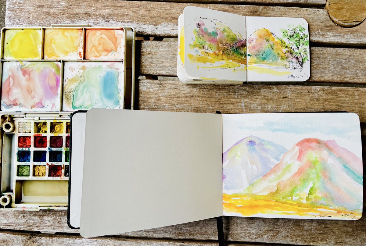 マレーシア画家の手書きの絵画 マレーシアの絵描きの子、長福寺修復した宮大工さんと偶然出会っ