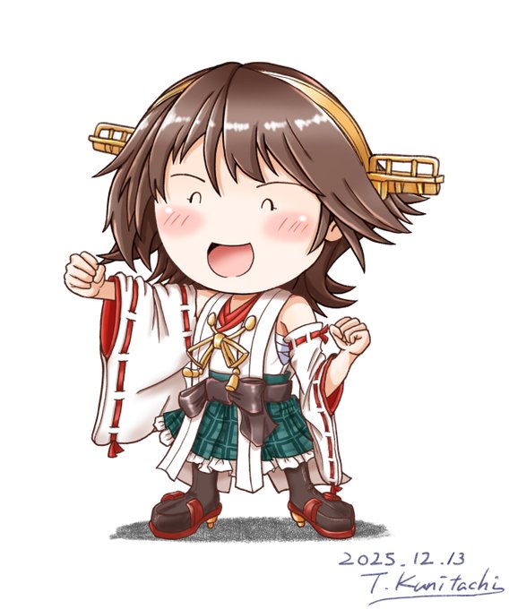 比叡さん完成しました! これで金剛型四姉妹描けました。 #艦これ #比叡 #まんまる艦