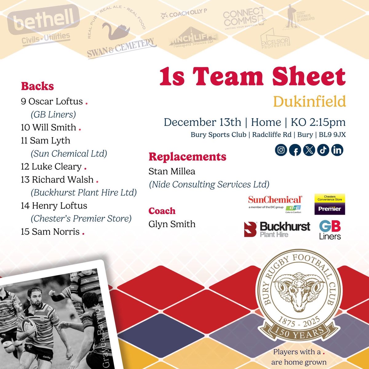 Buryrufc's tweet photo. 🚨 Team News 🚨

All of our men's teams are back in action today! Here’s how they line up for our fixtures.

Home and away supporters welcome as always! 

1st XV 📸 by @GrayceBarrick 
2nd XV 📸 by Favour Photos

#Bury #BuryRUFC #grassrootsrugby #rugbyunion https://t.co/w7vBEzeOqR