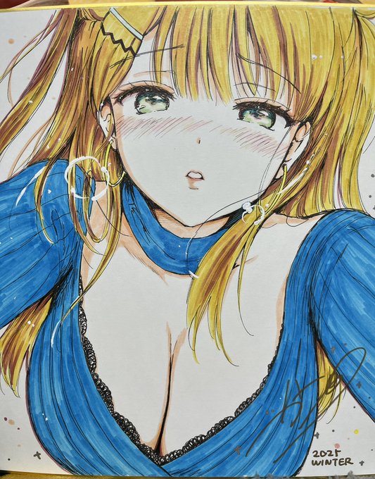 イベント用に描かせていただいた色紙です。写真より実物の方がもっともっといい感じに見えると思うので、現地に行ける人はぜひ見てっ🙏 