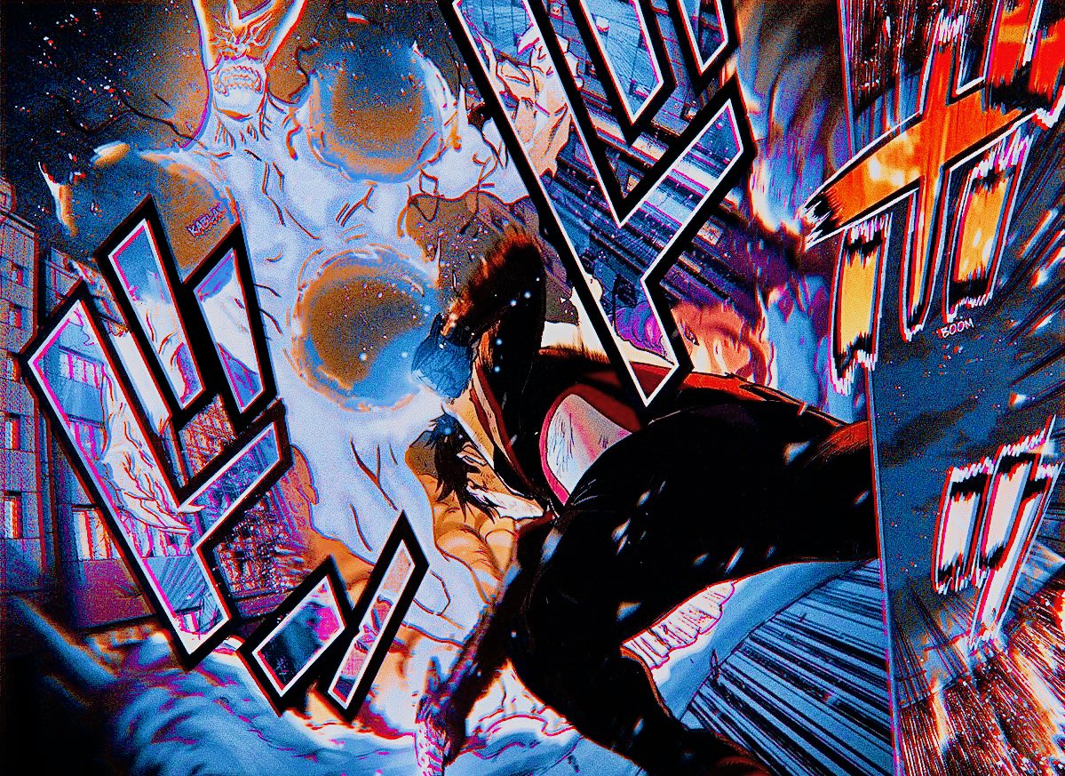 WraithOfSilver's tweet photo. —

Koichi leans forward, body giving out, Quirk screaming its final glide— 
the very air rippled and torn around him , tearing through their world.

Tremors that would shake reality towards the Singularity, like a prayer hurled into the dark.
A final punch—

#𝐒ingularity𝐑ising https://t.co/mdZiAYx0Ht