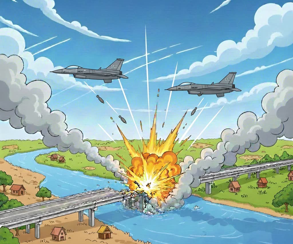 KonNeakh's tweet image. Thailand used F-16 to destroy bridges inside Cambodian territory.
#StopThailandInvasion
#CambodiaNeedsPeace