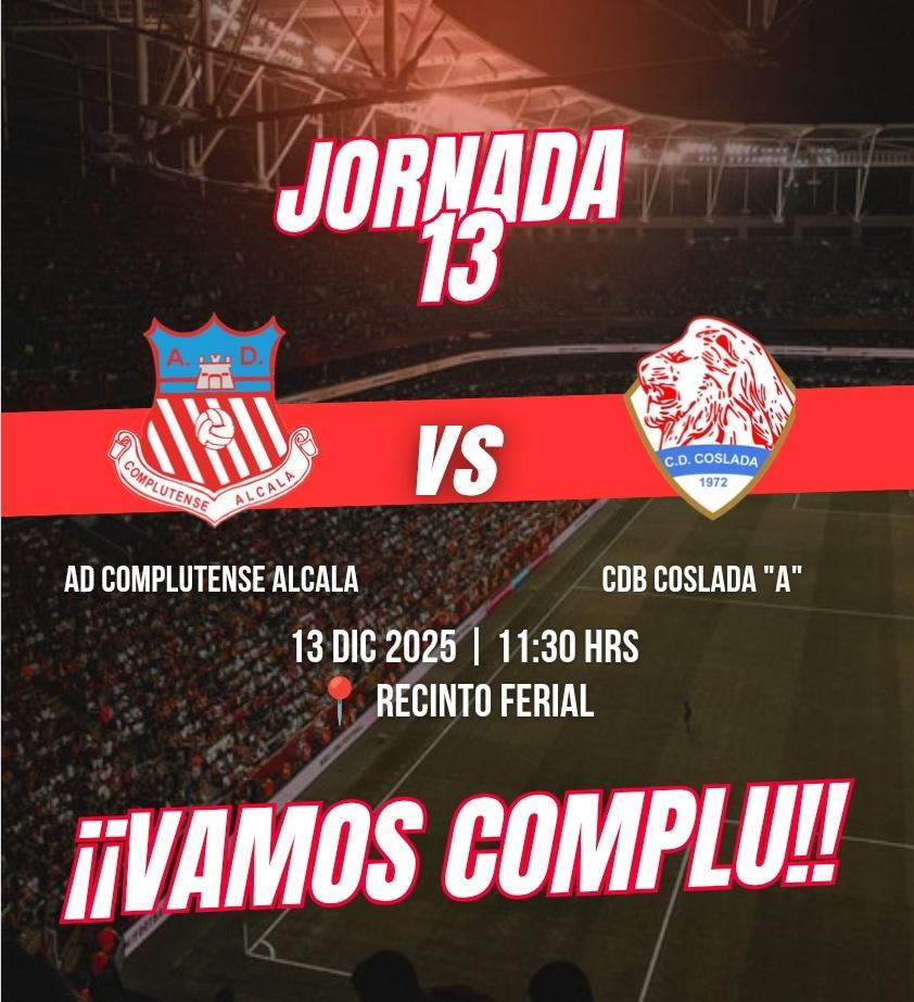 ¡¡Último partido del año en casa!! 🫡

¡¡Los de <a href="/Andy_Al_Pe/">Andy Alvarez Perez</a> buscarán cerrar el año en casa con un ➕3️⃣ vital!! 💪🏼

🆚 CDB Coslada "A"
⏰ 11:30h
📍 Recinto Ferial

¡¡Mañana todos al Ferial!! 🏰
¡¡Juntos somos imparables!! 🫶🏼

#EsaMaravillosaMinoría 🤫
#VamosComplu
🤍❤️