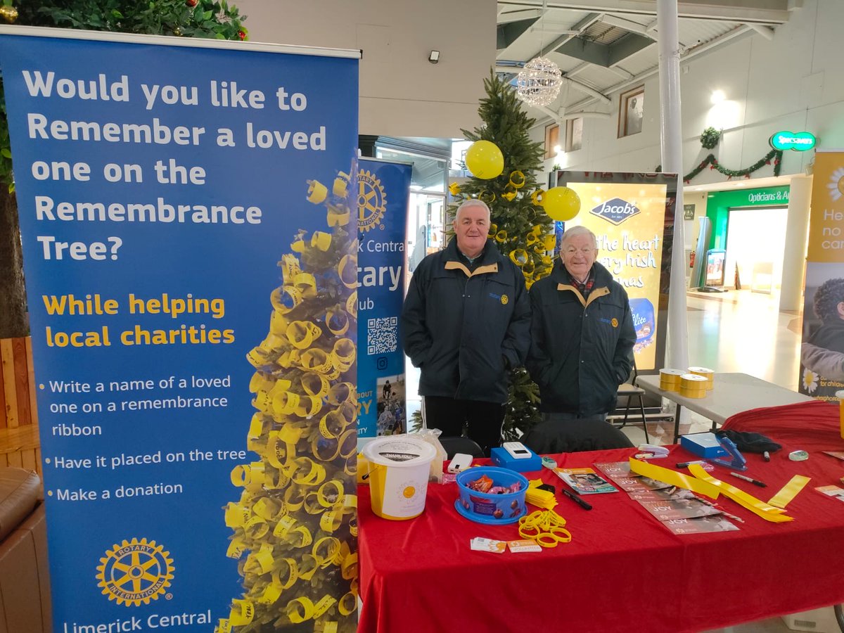 LimerickRotary's tweet image. Our Remembrance Tree is in Castletroy Town Centre all this weekend and next weekend. Please visit us to put a ribbon on the tree and remember a loved one. Proceeds raised will go to support a wonderful charity, Cancer Fund for Children @CastletroyTown @CancerFundChild
