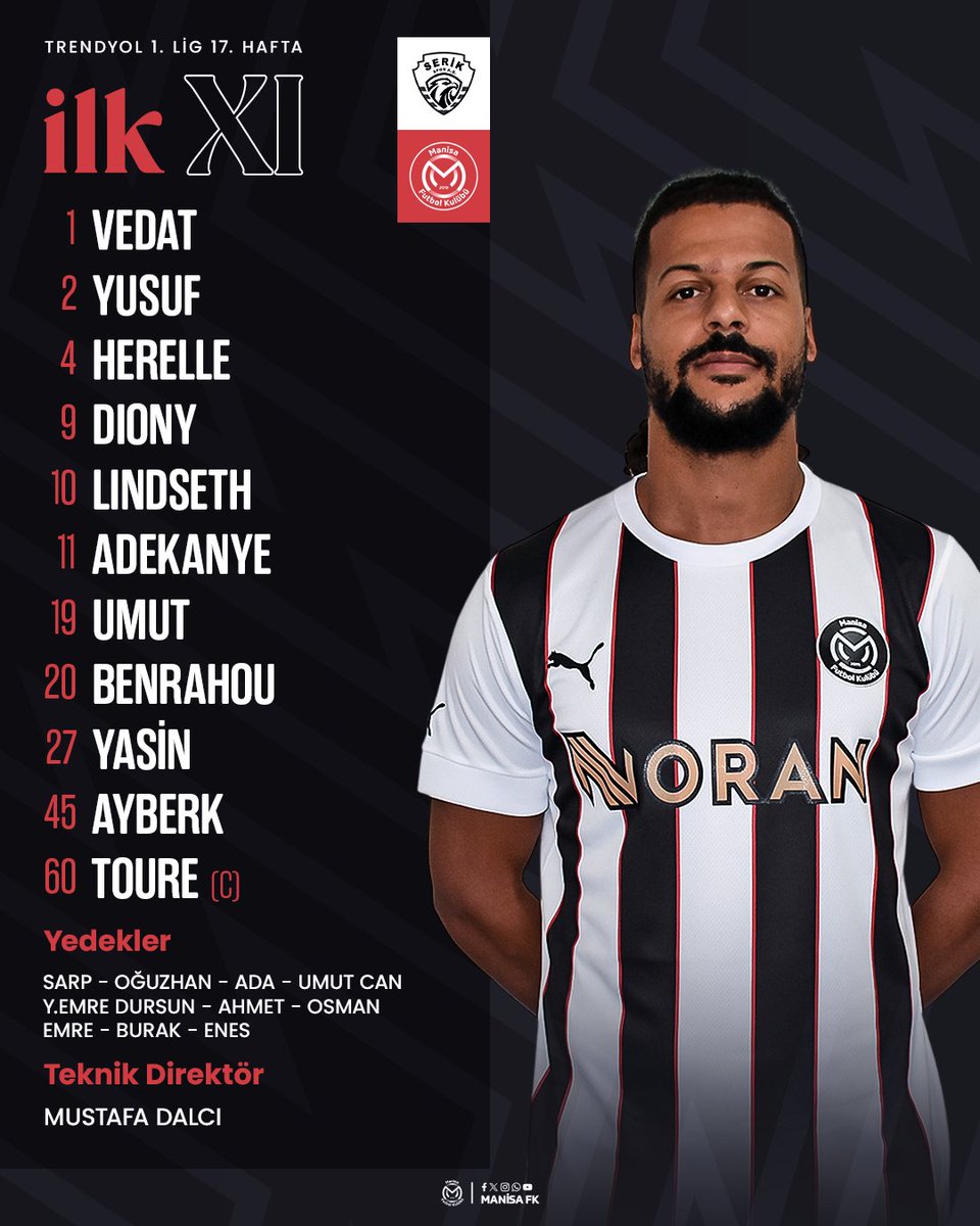ManisaFK's tweet photo. 📝 Serikspor karşısında ilk 11’imiz! https://t.co/plNFZkXhHL