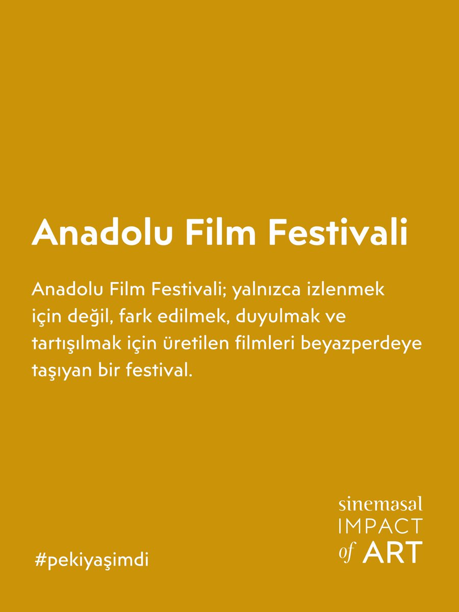 anadolufesttr's tweet photo. Anadolu Film Festivali; yalnızca izlenmek için değil, fark edilmek, duyulmak ve tartışılmak için üretilen filmleri beyazperdeye taşıyan bir festival.

#sinemasal #impactofart #pekiyaşimdi #anadolufilmfest https://t.co/Lwybsj2zt3