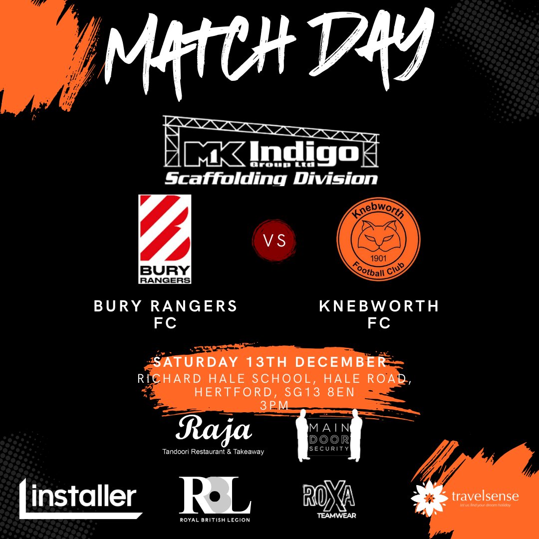 A trip to Hertford for our penultimate game before the Christmas period!

3pm kick-off at Richard Hale School. 

#UpTheKneb

🧡🖤