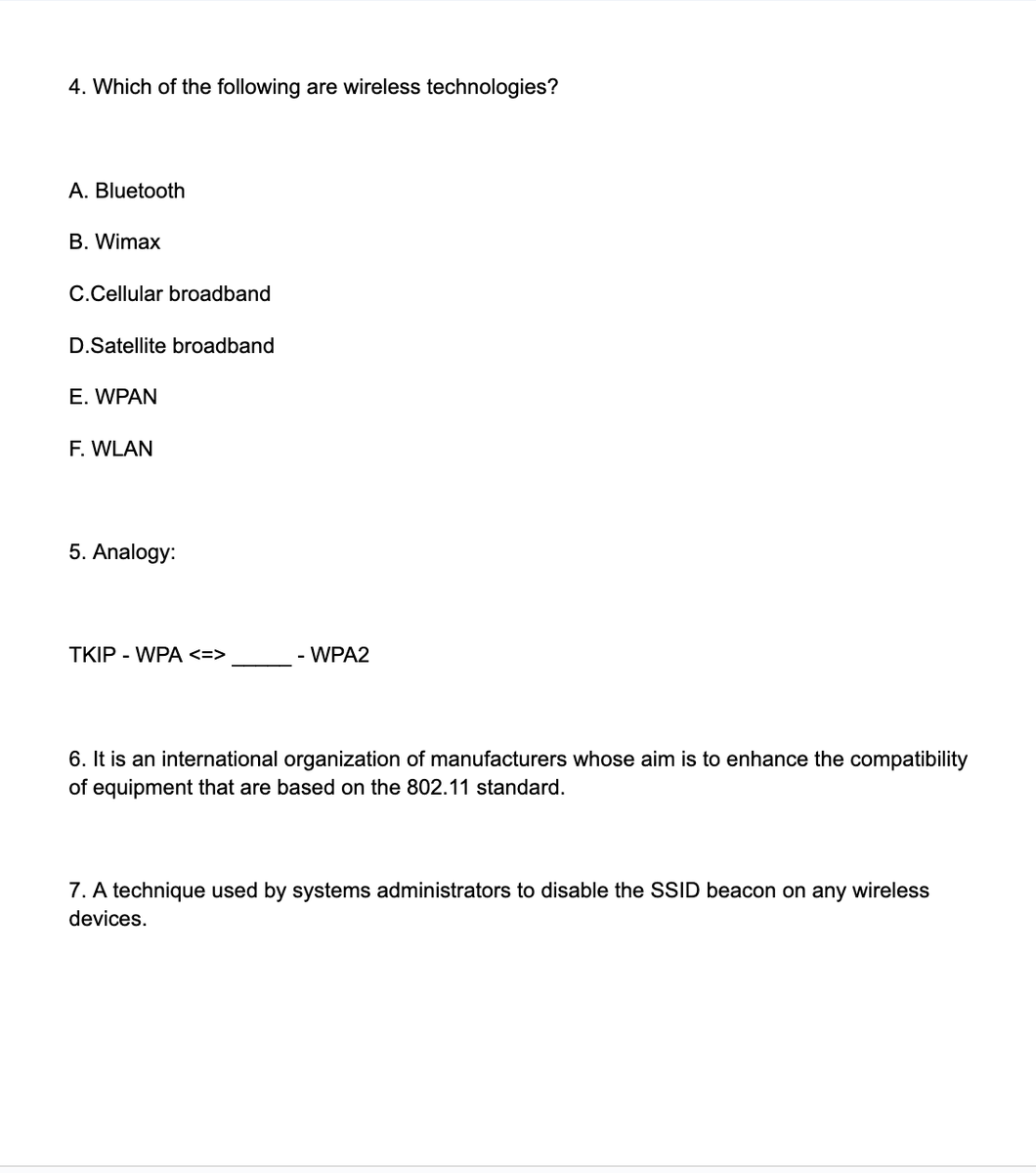 STILL LF IT COMMS. ANSWER ASSESMENT. ADVANCE COMPUTER TOPIC. MGA GANITONG TYPE OF Q.