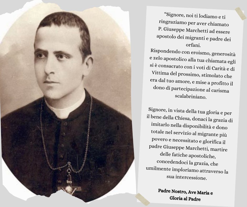 Oggi ricordiamo il Venerabile Padre Giuseppe Marchetti (1869–1896), missionario scalabriniano. Dopo l'incontro con #Scalabrini, partì per il #Brasile a soli 27 anni, dedicandosi totalmente a #migranti, #orfani e #malati.
Una vita breve, ardente, totalmente donata🙏
#14dicembre