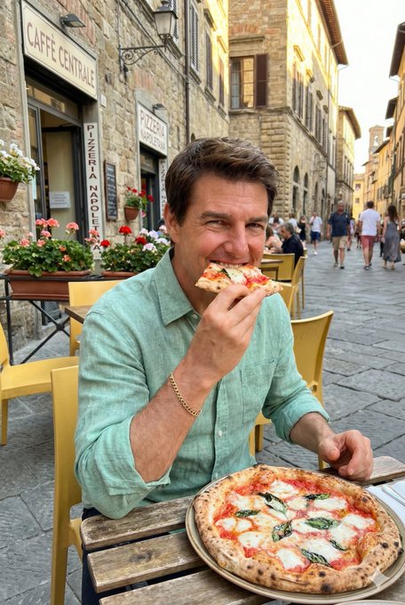 SEE YOURSELF ENJOYING PIZZA IN A SUNLIT ITALIAN STREET. 

Copy the prompt below and CREATE YOUR OWN 