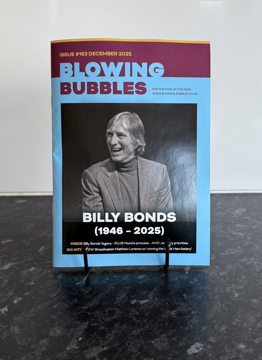 GPittybooks's tweet photo. December addition of the @WestHamMagazine written by the fans for the fans. A tribute to Billy Bonds flows through this addition. Also, my article is about the Boxing Day Football tradition! Why not subscribe &amp; buy a copy…
https://t.co/cmkSBzW5ta https://t.co/NqtrlVLemk
