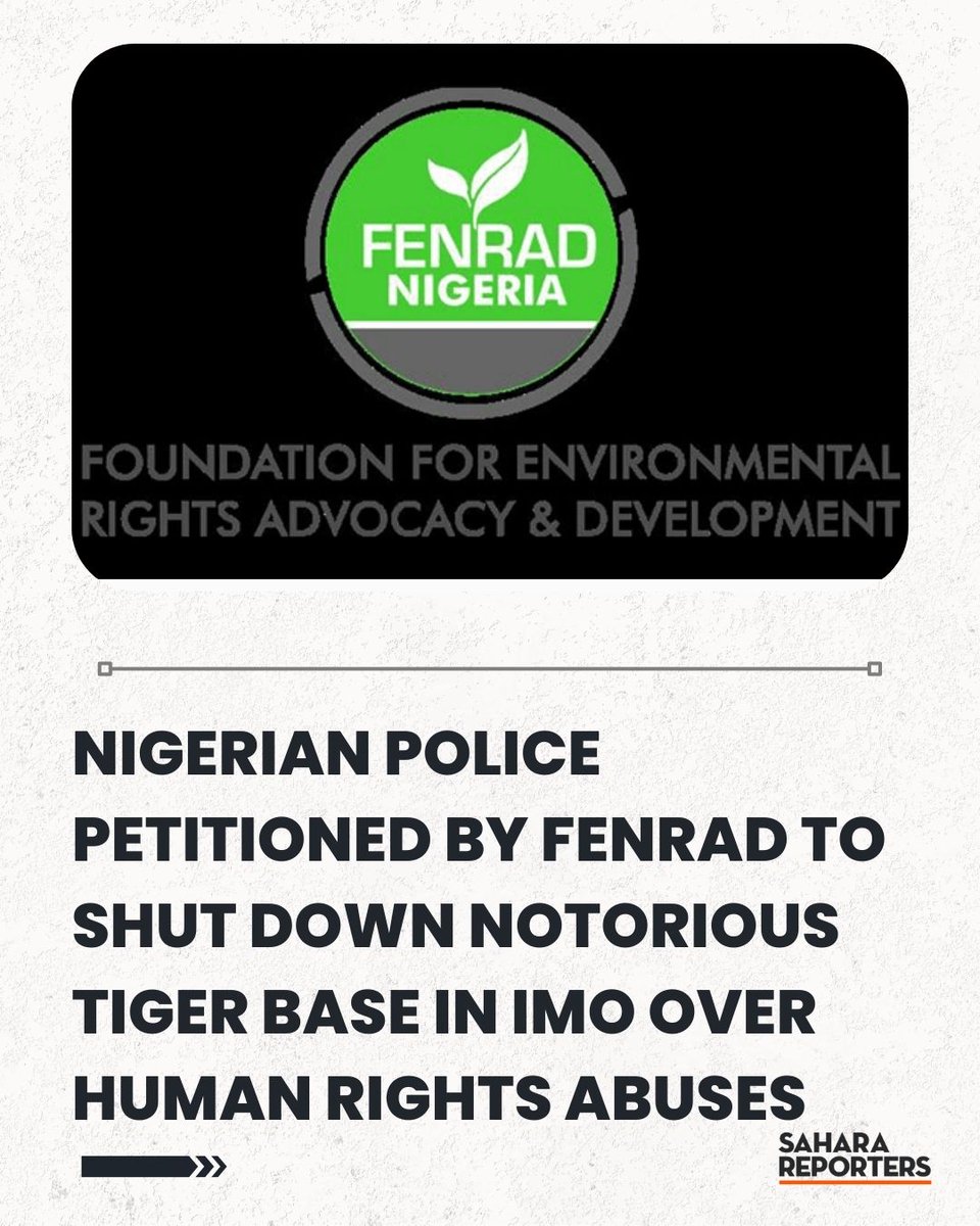 SaharaReporters's tweet image. Nigerian Police Petitioned By FENRAD To Shut Down Notorious Tiger Base In Imo Over Human Rights Abuses | Sahara Reporters bit.ly/44rccRt