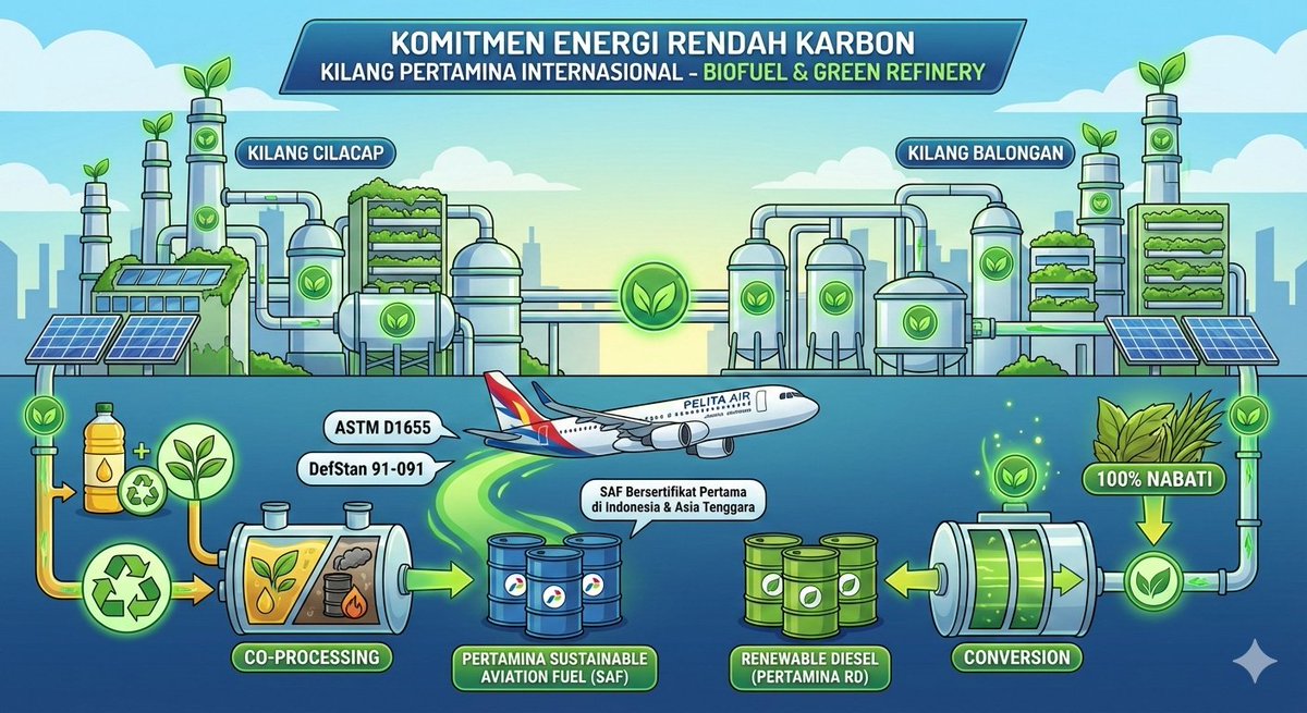 mutualan_is_fun's tweet photo. KPI kembangkan Green Refinery &amp; biofuel sebagai langkah nyata transisi energi ⚡🌱
Kilang Cilacap dan Balongan dimaksimalkan untuk produksi energi rendah karbon dari bahan nabati.
#KPI #GreenRefinery #Biofuel #TransisiEnergi https://t.co/P2ZHqmycOr