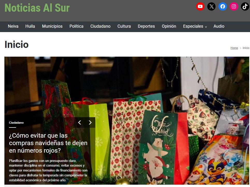 #Ahora ¿Cómo evitar que las compras navideñas te dejen en números rojos? ... noticiasalsur.co/como-evitar-qu… #Neiva #Huila <a href="/Poli_Colombia/">Politécnico de Colombia</a> <a href="/LauritaOrjuelaN/">Laurita Orjuela</a> #Navidad2025 #JuniorTuPapa #Novena #JuniorLaMonda #DesafioDelSigloXXI #ViajeSeguro #Finanzas #Regalos #Wrapped2025  #13dic #Teo