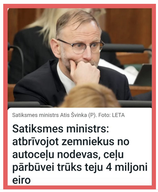 2026. gadā no autoceļu lietotājiem nodevās un nodokļos plānots iekasēt €832 milj., no kuriem autoceļu finansēšanai atvēlēs vien €289 milj.

Ja zemnieku autoceļu nodeva veido €4 milj., tad KUR paliks tie €539 miljoni, ko autoceļu lietotāji būs samaksājuši nodevās un nodokļos?
