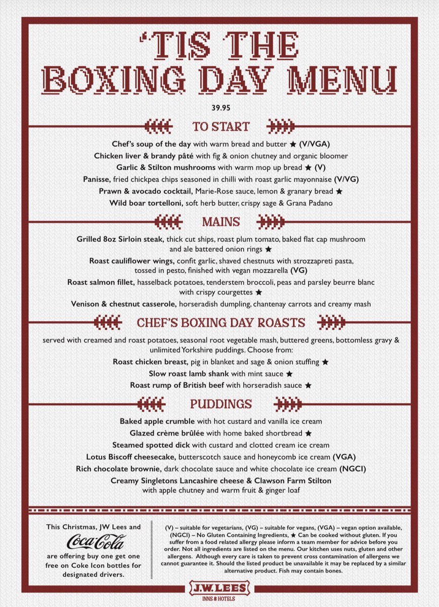 Proudly presenting our #BoxingDay menu…
We are already looking forward to a very busy day, with limited #availability we will be taking bookings only on the day. Visit our website theaviatorpub.co.uk or call 01613882567 to reserve your table. #festive #christmas #stockport