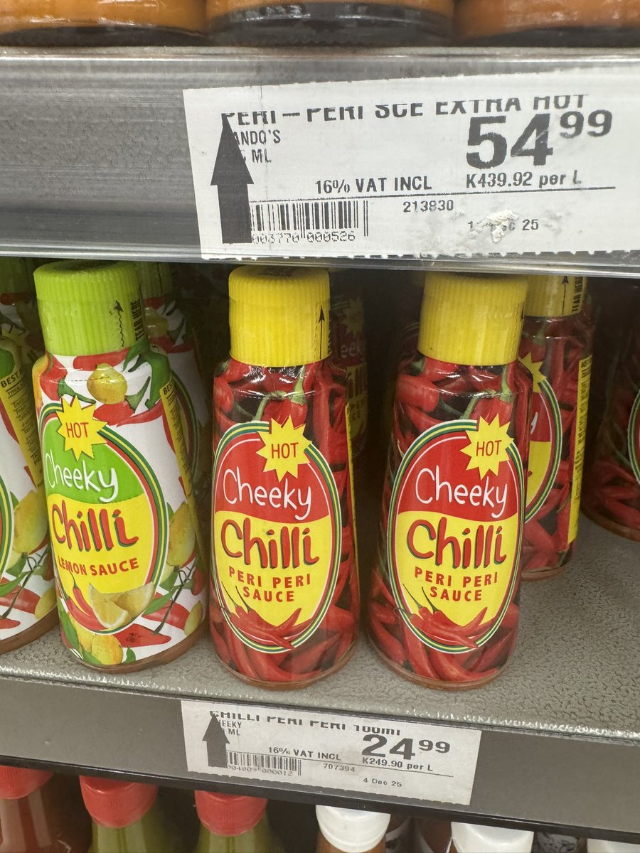 Price check -  Cheeky Chilli a Zimbabwean legend 🇿🇼 

At K24.99, it still represents great value for money 

#pricecheck