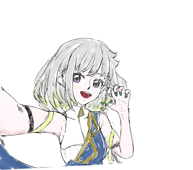 なんか自撮りっぽくしたいな〜って 落書きのつもりが気合い入っちゃってるから1つの作品にするか