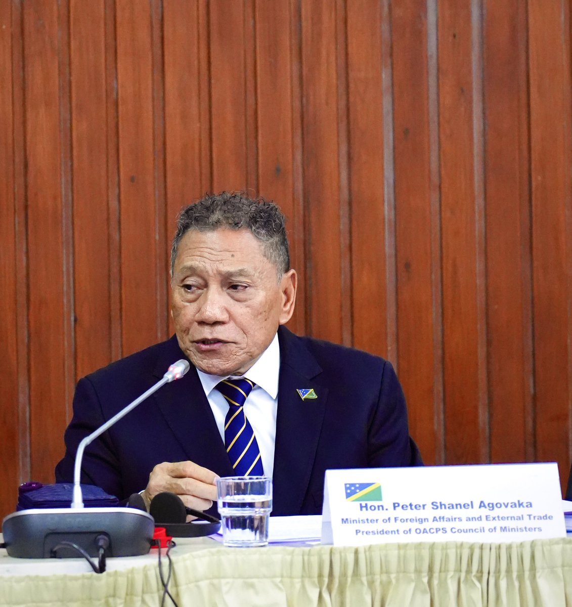 PressACP's tweet image. In his opening remarks, the President of OACPS Council  of ministers, Hon. Peter Shanel Agovaka outlined the road ahead for the Organisation, stressing that it demands vision, political resolve, and strategic clarity. 

In an era of uncertainty, he underscored that the…