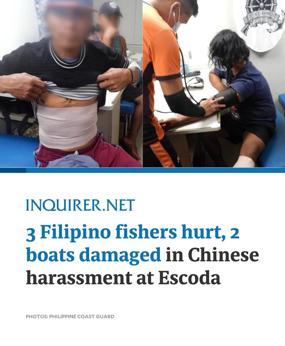 Three Filipino fishermen were injured and two boats damaged on Friday after Chinese Coast Guard (CCG) and Chinese Maritime Militia vessels harassed about 20 fishing boats at Escoda Shoal in the West Philippine Sea, the Philippine Coast Guard (PCG) said.

READ MORE: