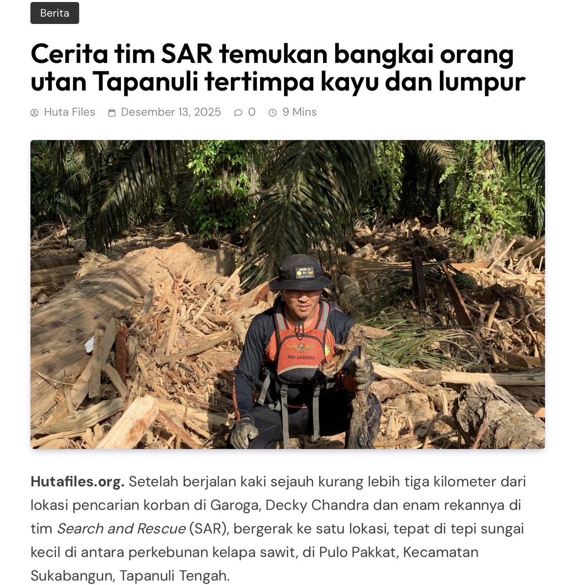 Kalau orang utan sudah ikut jadi korban, ini pertanda apa? 

hutafiles.org/cerita-tim-sar…