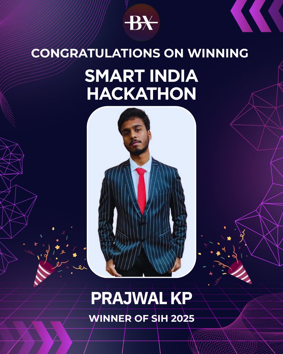 ByteXync's tweet photo. Champions aren’t born — they’re built through passion and persistence. 🔥
SIH 2025 winners, take a bow! 🏆✨

#SIH2025 #Winners #HackathonChampions #TechInnovation #ProudTeam #SmartIndiaHackathon #SuccessJourney https://t.co/06SG4H6rbH
