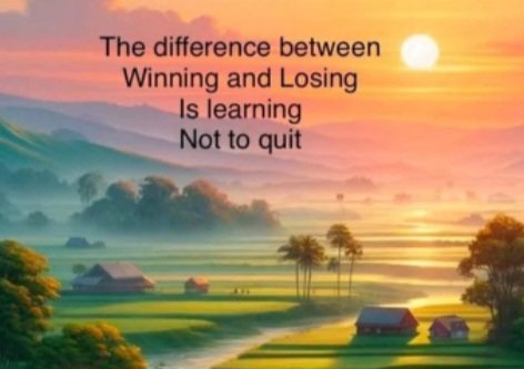 MajorWaheed's tweet image. The #Difference between #Winning and #Losing is #Learning and not #Quiting #SaturdayMotivation #IAM #SaturdayVibes #Quotation 
#SaturdayThoughts #Faith #MentalHealth #Attitude #Wisdom #Lifemantra #KeepMoving #NoFear #Determination
#JoyTrain #SuccessTrain
@KariJoys @gary_hensel