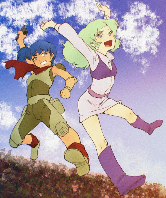 #懐かしアニメ ザブングルダブルヒロインエルチとラグ。 今回1h30mかかってしまった。