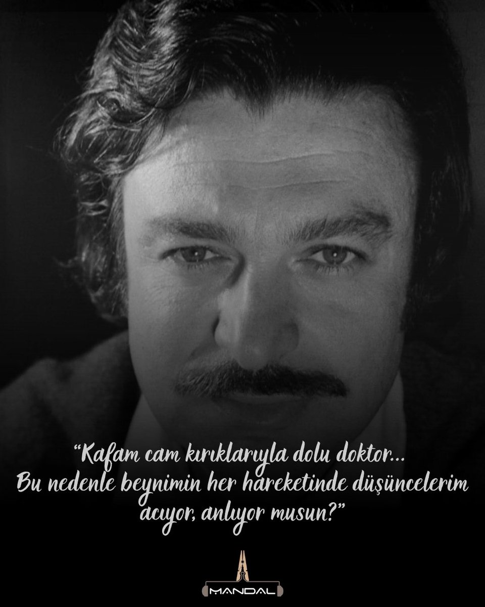 "Kafam cam kırıklarıyla dolu doktor... Bu nedenle beynimin her hareketinde düşüncelerim acıyor, anlıyor musun?" 

Türk edebiyatının büyük ustalarından Oğuz Atay'ı, aramızdan ayrılışının 48. yılında saygıyla anıyoruz. 🖤 

#OğuzAtay