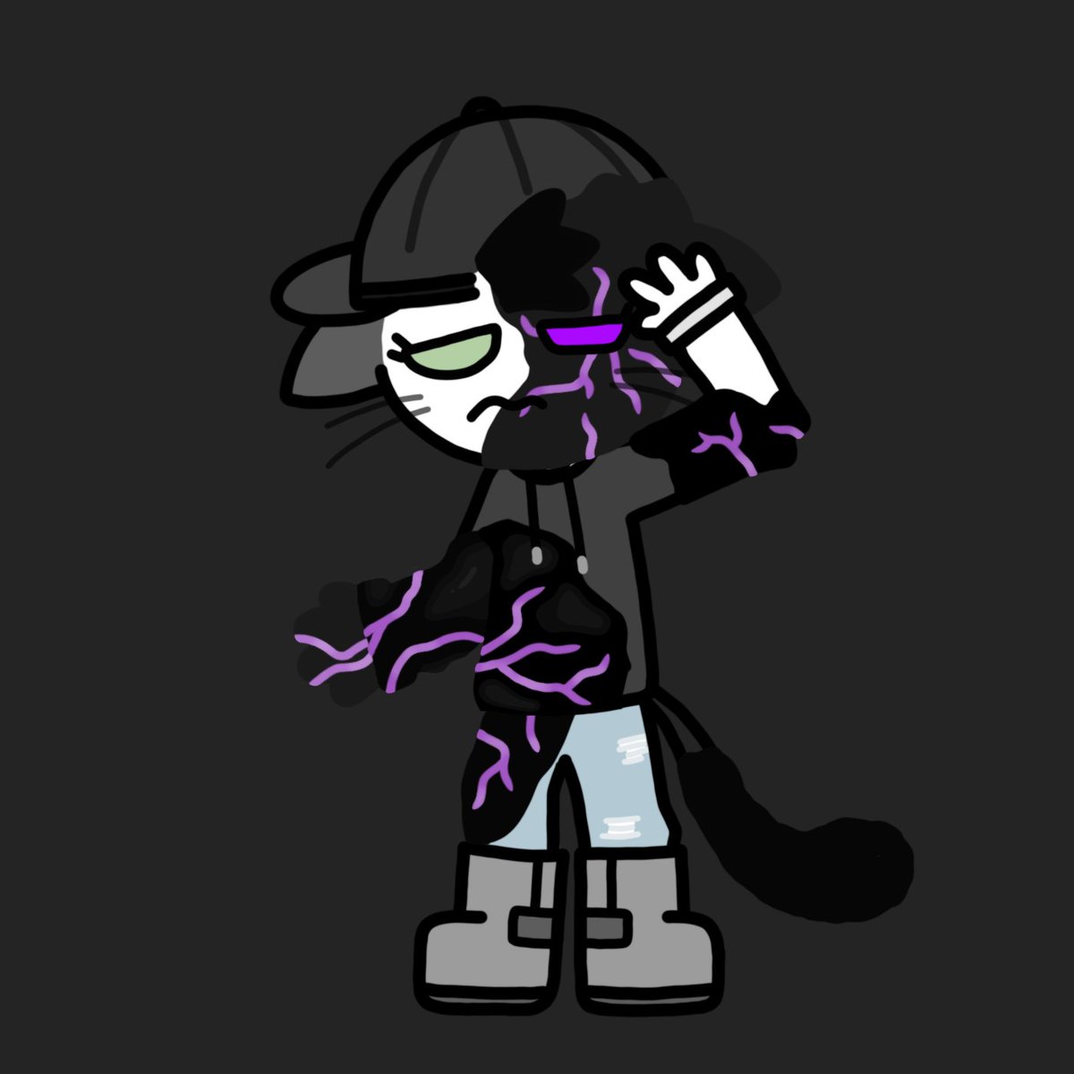 This unfinished drawing was a concept for a corrupted version of Riley for a game I wanted to make. It was quite lazily made and thus I got too lazy to learn how to shade it properly, so I left it unfinished