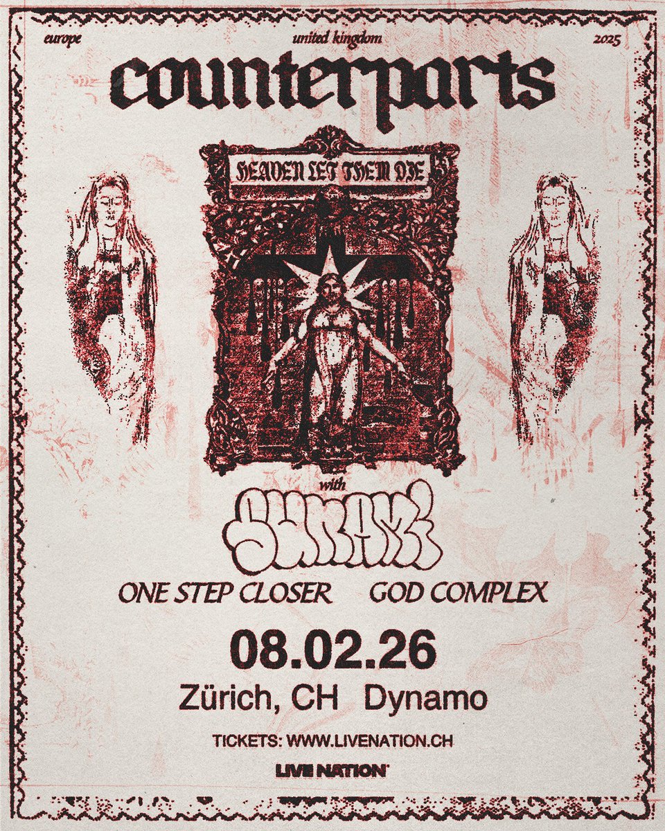 MetalFactoryCH's tweet photo. Nächstes Jahr im Dynamo Zürich! #counterparts #onestepcloser #godkomplex #dynamozurich #livenation https://t.co/M3FPTJV3Av