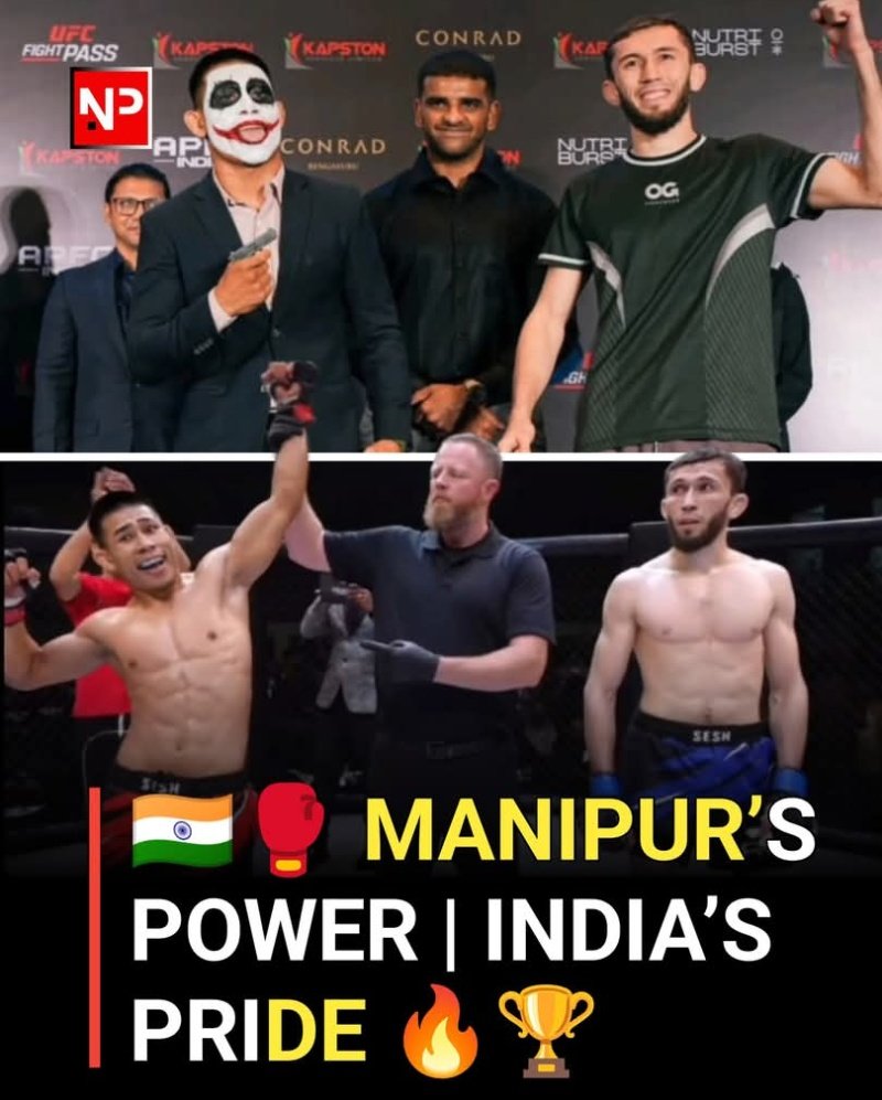 🇮🇳🔥 HISTORY MADE IN THE CAGE! 🔥🇮🇳

KO at 1st Round 
Indian MMA #BrandMeitei Niranjan Phanboujam dominates the cage and TKOs Dagestani Russian fighter Murad Kurbanov in APFC India

#NiranjanPhanboujam #IndianMMA #ManipurPride #APFCIndia #Round1TKO #MMAIndia #ProudMoment