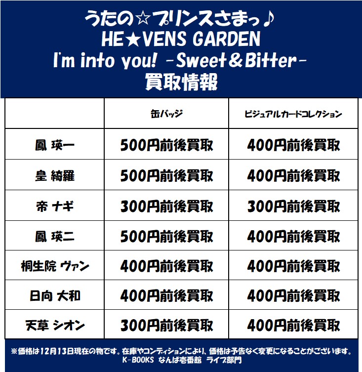 買取情報】 「うたの☆プリンスさまっ♪」 HE☆VENS GARDEN I'm into
