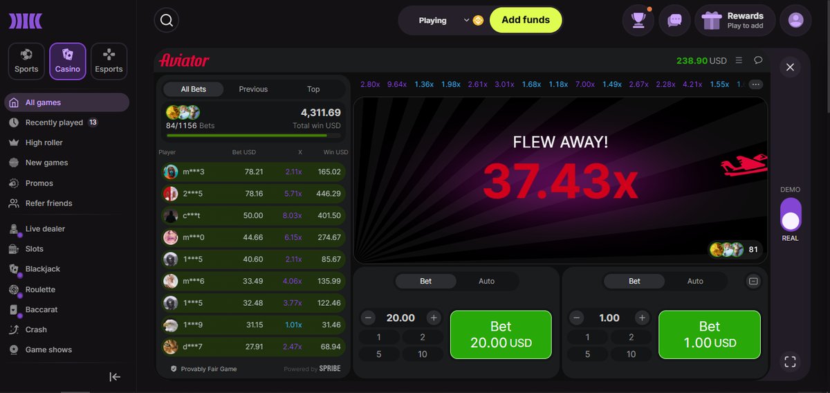 betking77777's tweet image. Hi everyone, I want to share my progress. My deposit is growing. It's already $238. And by the way, notice the crazy winnings Aviator offers. Have a great weekend, everyone. Casino with Aviator -cloudgaming002.com/en/landing/bit…