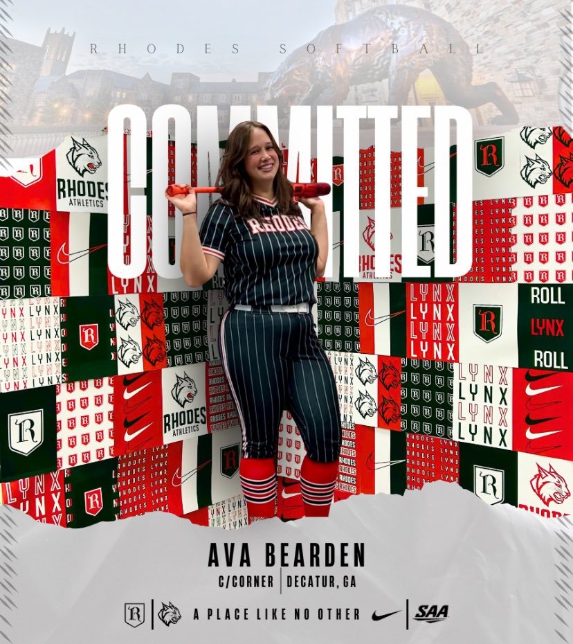 Continuing with the introductions of our 2026 class - Ava Bearden! Welcome to the Rhodes Softball class of 2030! We are excited you’re a Lynx! 
#rhodessoftball #classof2030 #burntheships