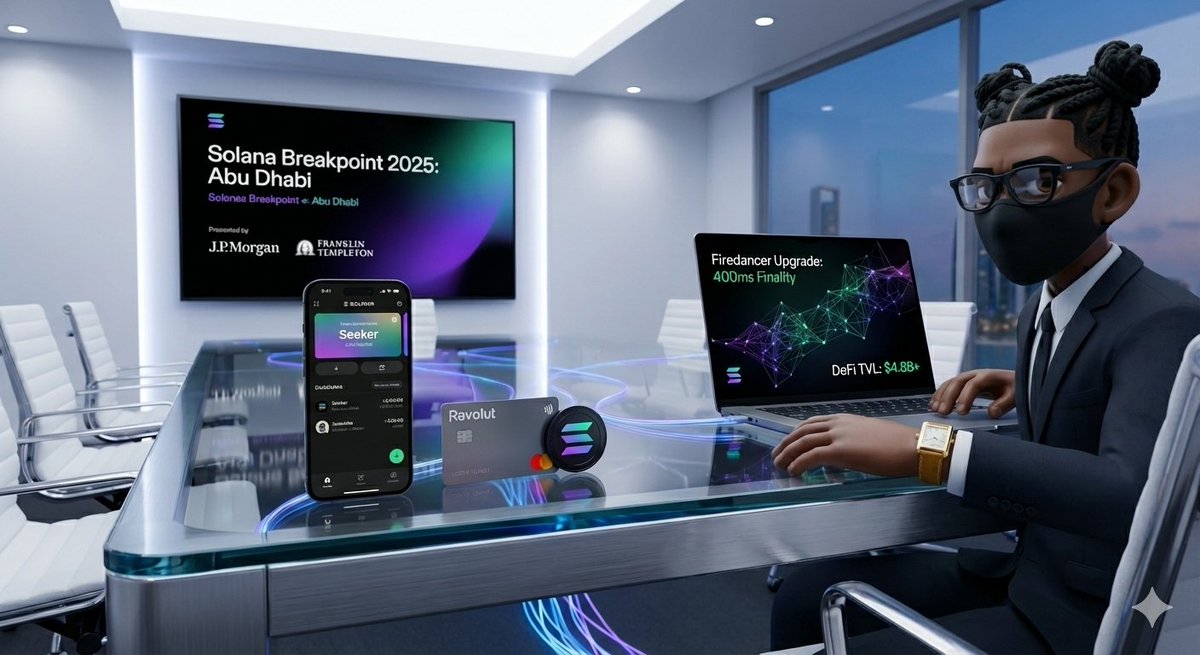 favourof_web3's tweet photo. The State of Solana (Dec 2025) 🧵

@solana is no longer just a "high-speed alternative." It has evolved into the definitive backbone for institutional finance and consumer-scale dApps. As #SolanaBreakpoint 2025 kicks off in Abu Dhabi, the network is demonstrating maturity. https://t.co/AN8DCeFOvA