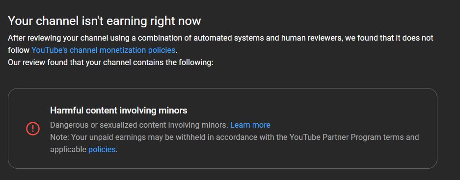 Hello everyone.
Unfortunately I am here to announce that on Dec 3rd, <a href="/YouTube/">YouTube</a> <a href="/TeamYouTube/">TeamYouTube</a> falsely demonetized my channel for the same reason A LOT of other content creators have been flagged with. 

No warning, no explanation or specifications. (1)