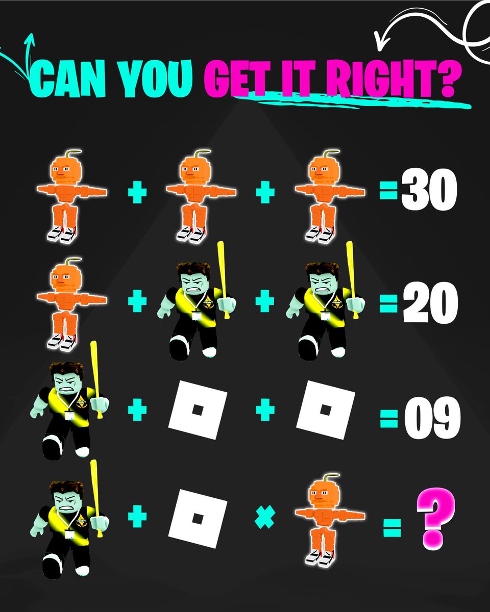 odkreator's tweet photo. Are you good at math to put together your crazy brainrot?

👉 What's the answer to the riddle? 👈

#Roblox #Odkreator #Oddik #UGC #RobloxMap #Creative https://t.co/eiDqn222Ro