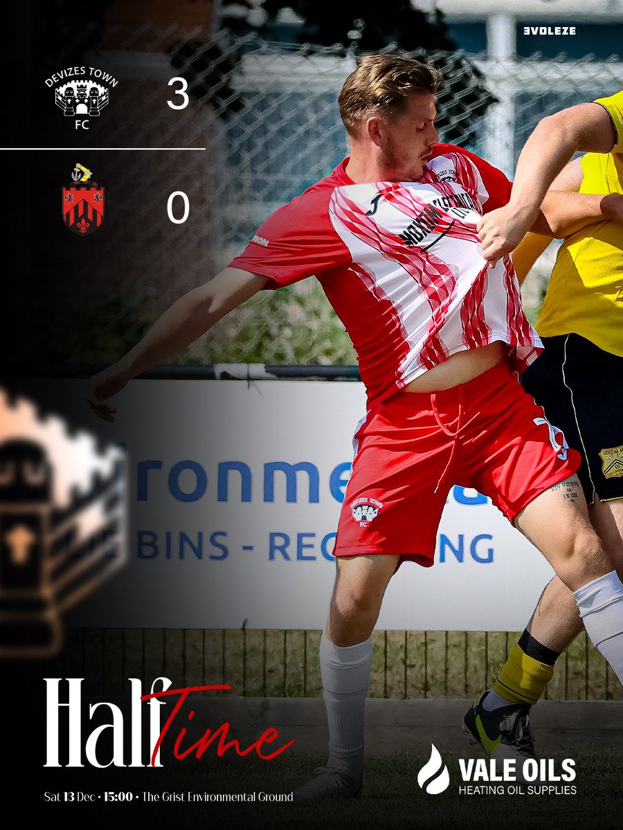 DevizesTownFC's tweet image. HT 3-0

A comfortable half of football topped off with 3 goals, 2 scored in the first 10mins from Oaks and a further one added by Demo.

🔴⚪️