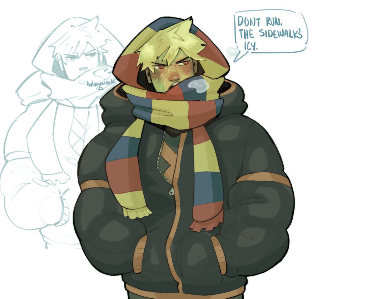 holografrick's tweet image. the concept of bakugo hating winter patrol
